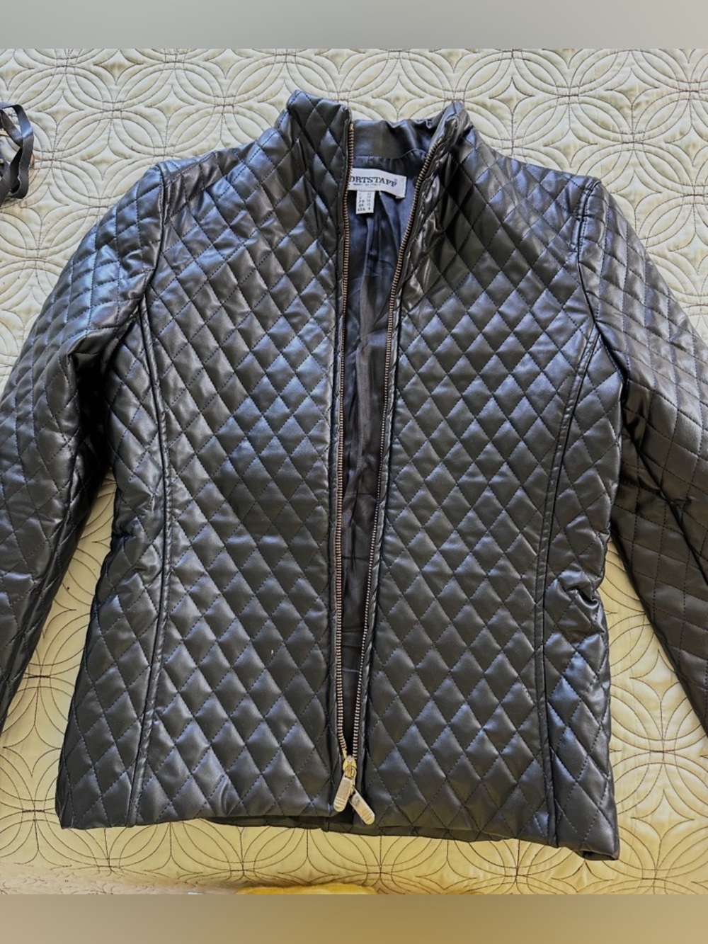 Sportstaff Made in Italy Quilted Moto Jacket Black Size 8